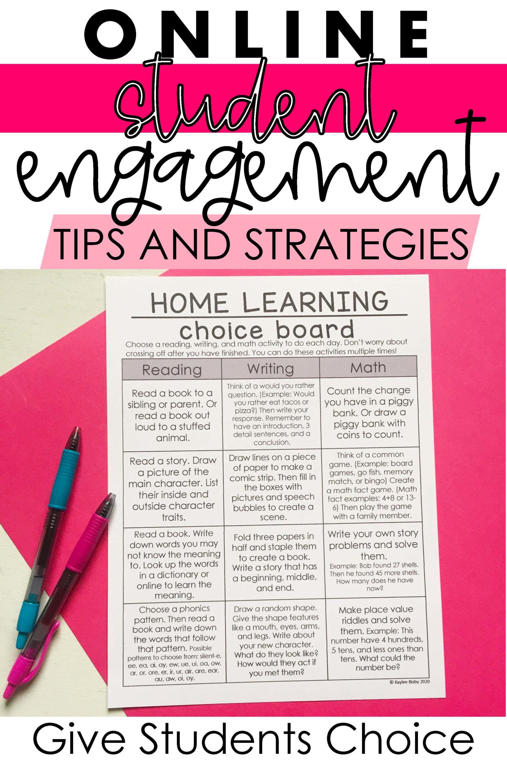 Choice Boards for Learning & Student Engagement