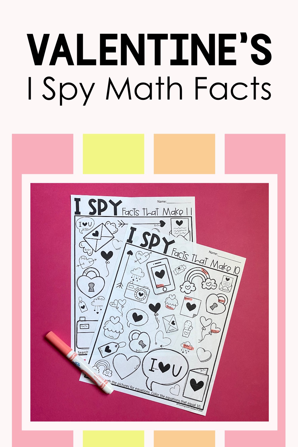 valentines math activities for first grade