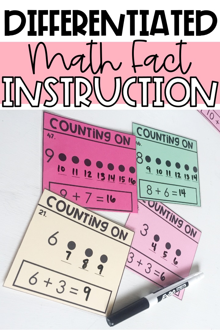task cards and pens that show a way of differentiated math instruction
