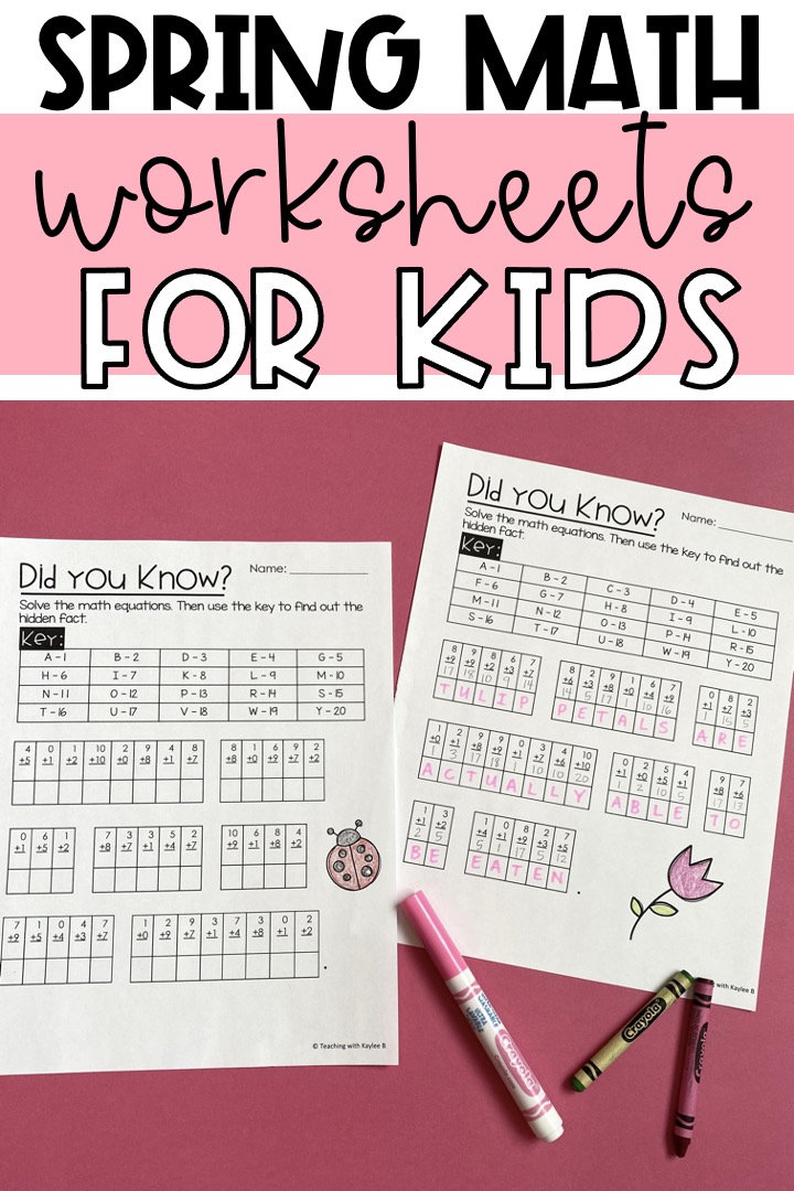 spring math worksheets for kids