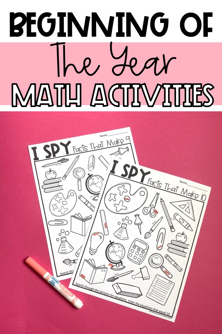 math beginning of the year activities