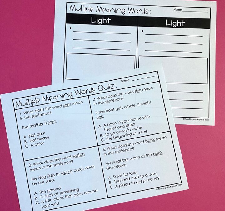 worksheets for multiple meaning words
