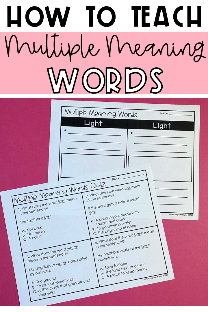 words with multiple meaning worksheets