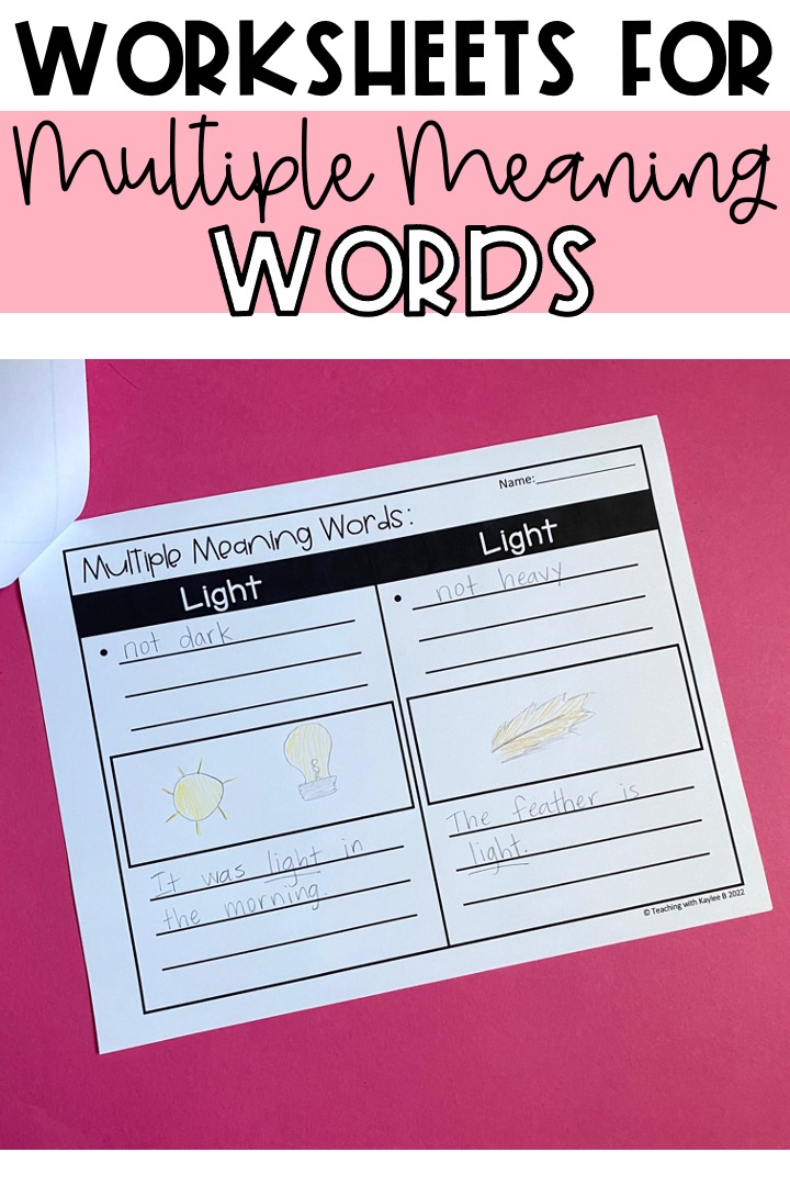 The Very Best 2nd Grade Worksheets For Multiple Meaning Words Teaching With Kaylee B