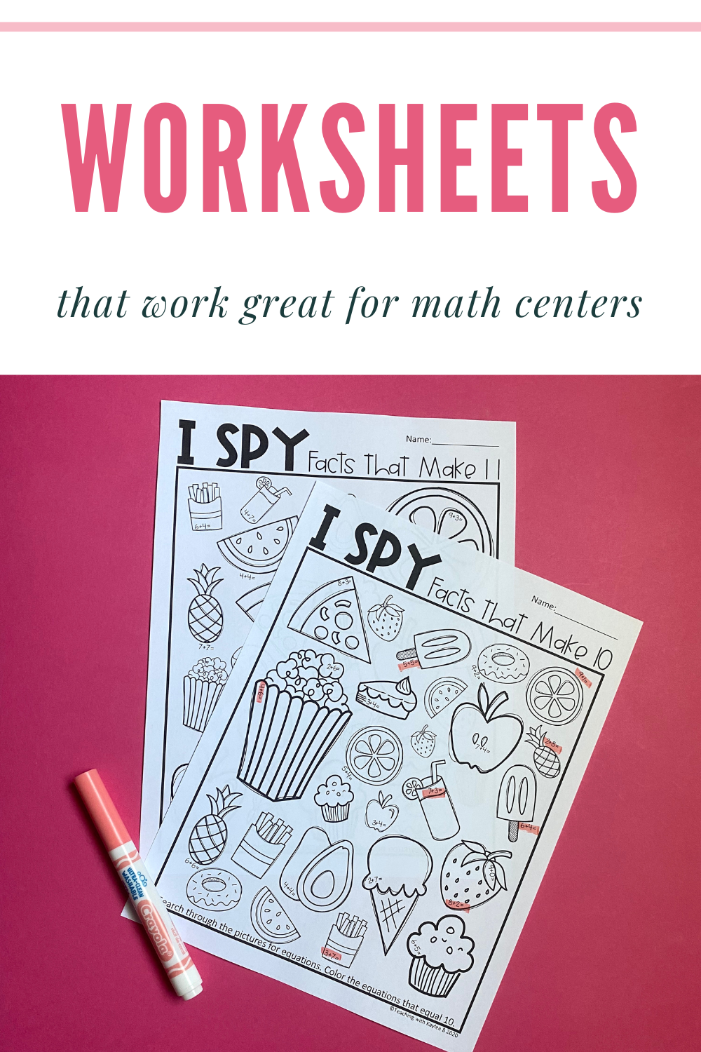 math centers worksheets