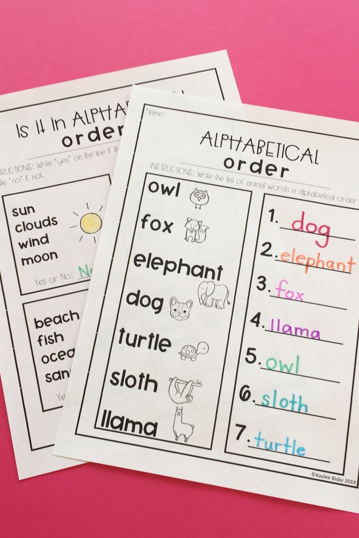 alphabetical order for 1st grade
