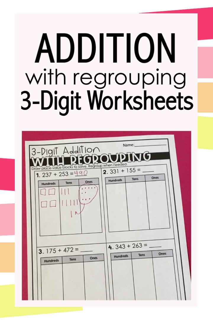 3-digit addition with regrouping worksheets pdf