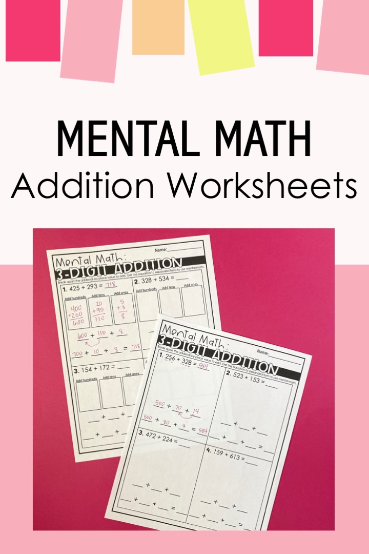 mental math addition worksheets 
