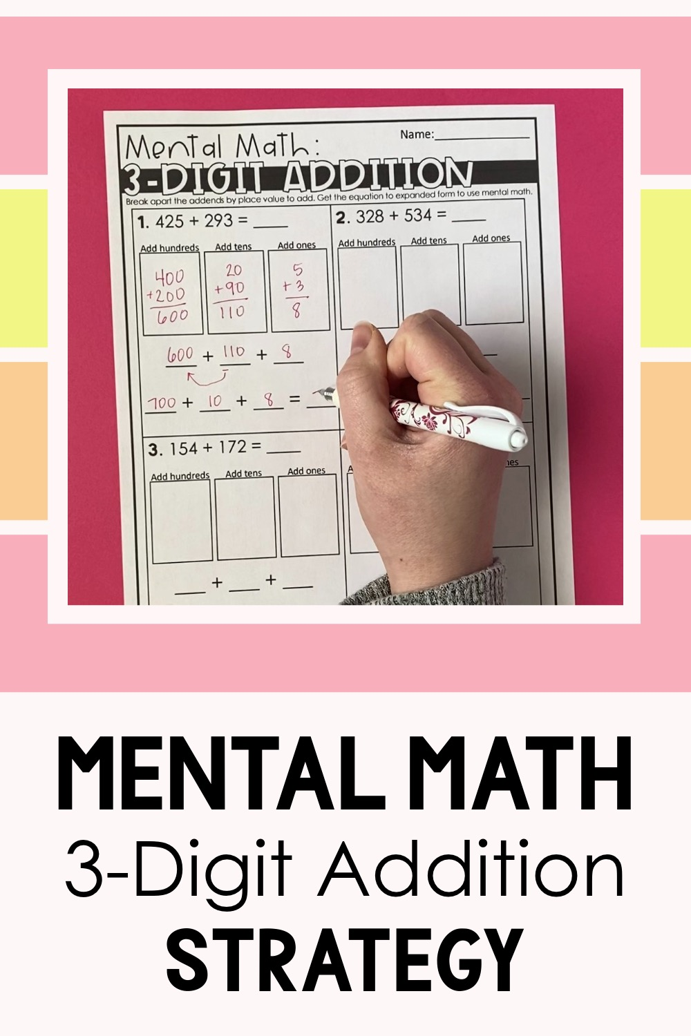 three digit addition strategies