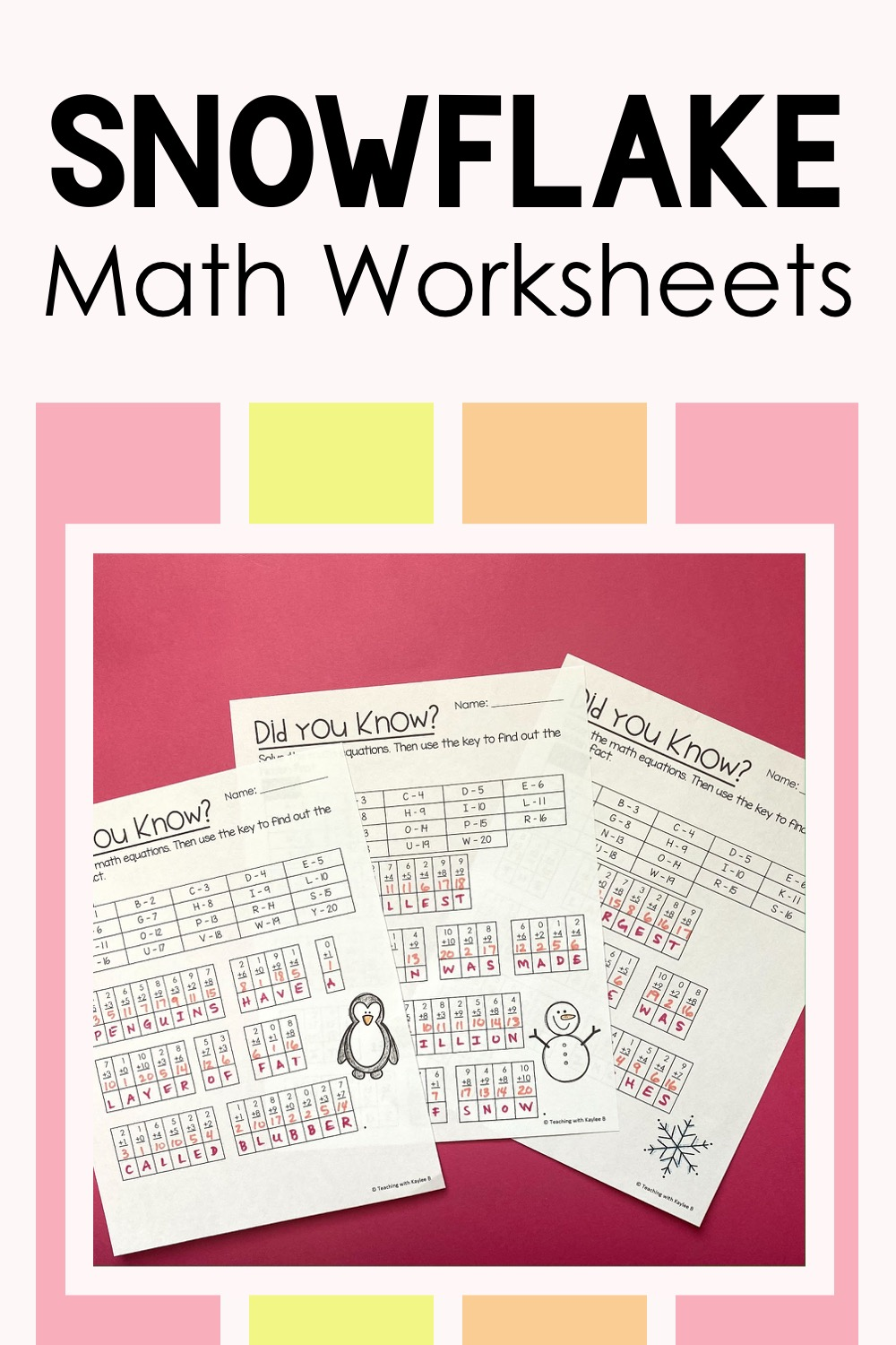 snowflake math worksheet