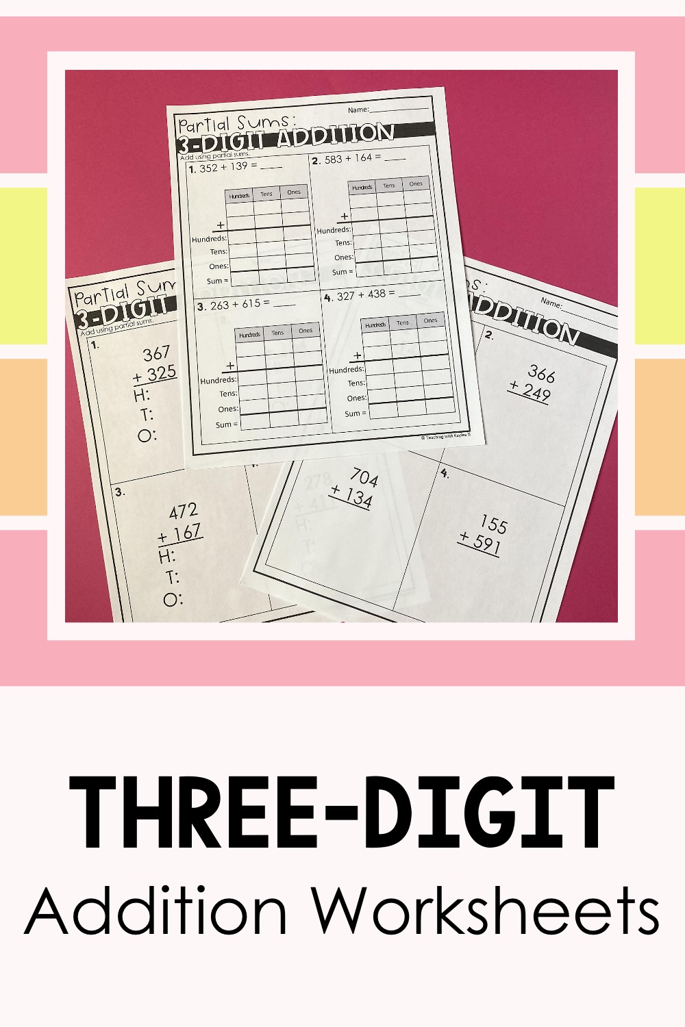three digit addition worksheet