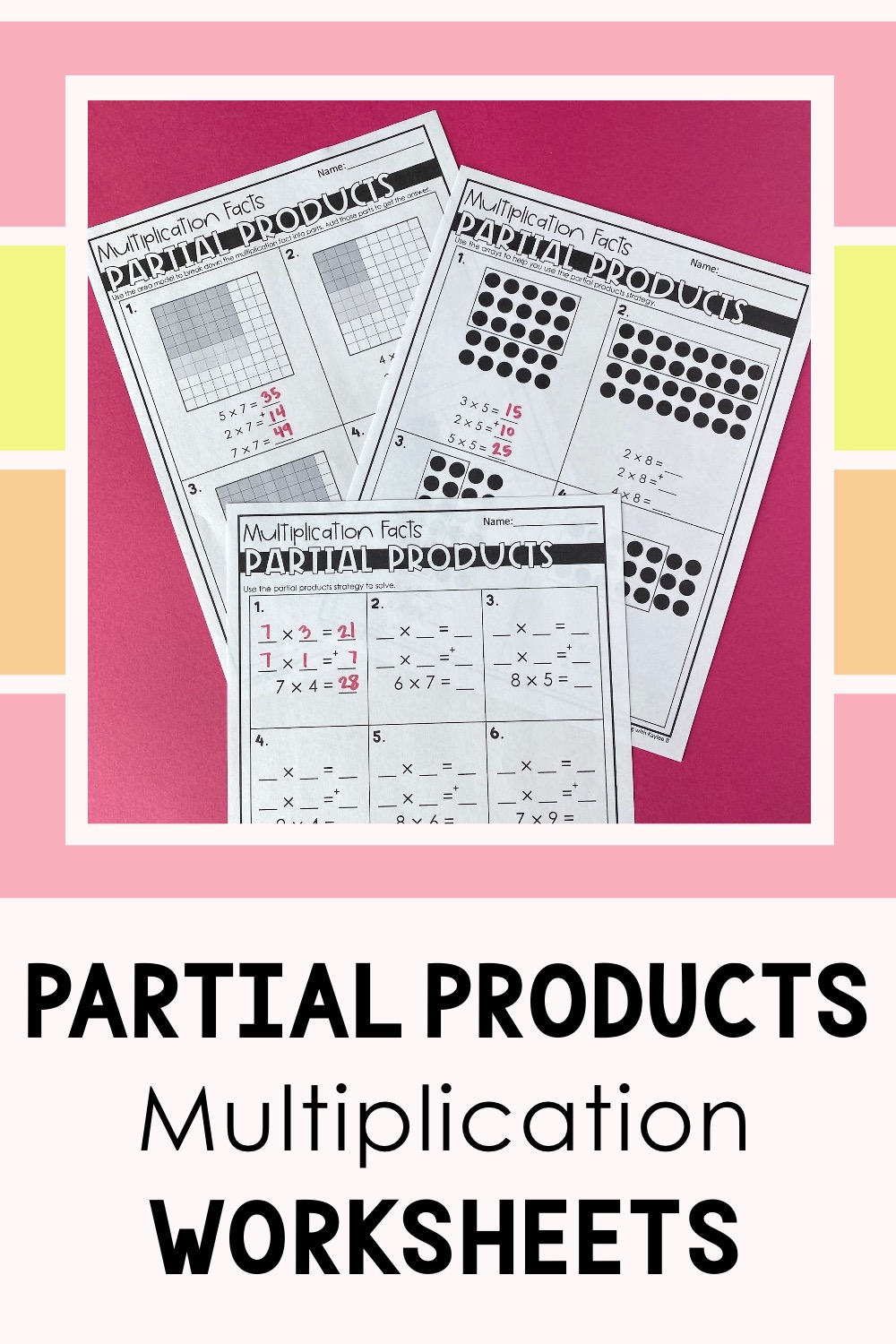 partial products multiplication worksheet
