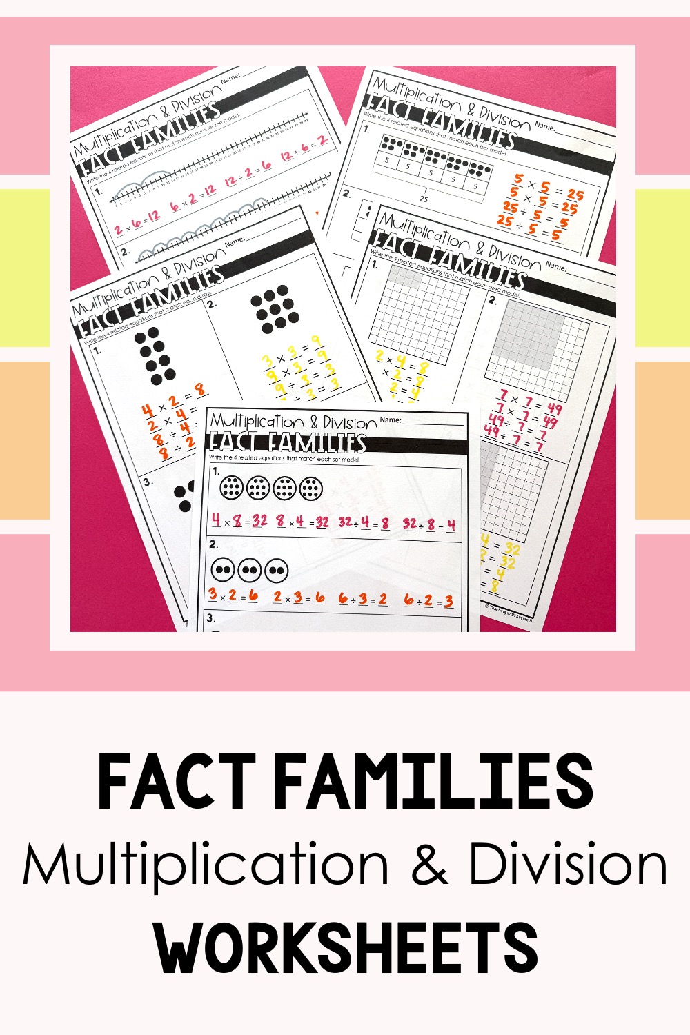 fact families multiplication and division worksheet